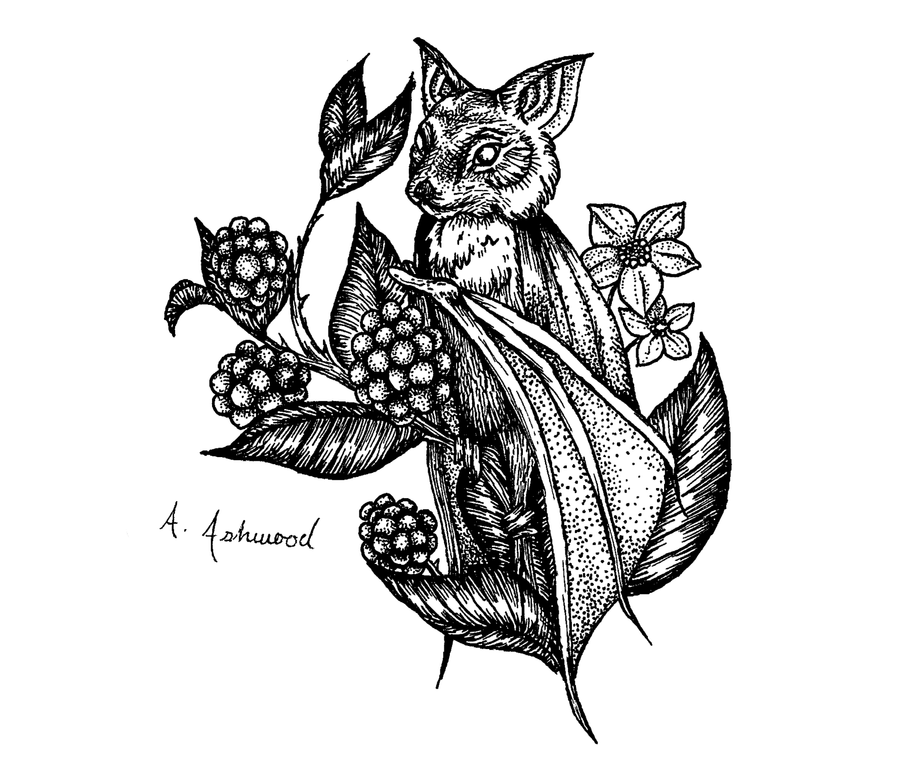 Bat & Botanicals Art Print