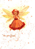 Whimsical Autumn Fairy Watercolor Art Print – Fairycore Children's Room Decor